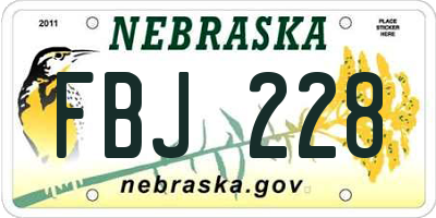 NE license plate FBJ228