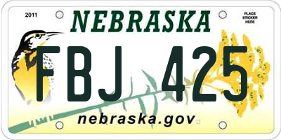 NE license plate FBJ425