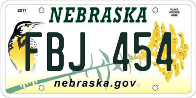 NE license plate FBJ454