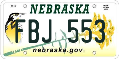 NE license plate FBJ553