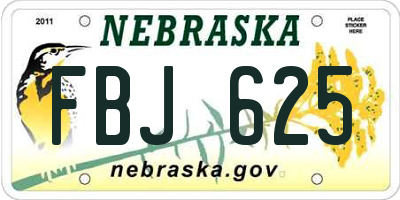 NE license plate FBJ625