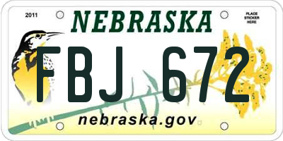 NE license plate FBJ672