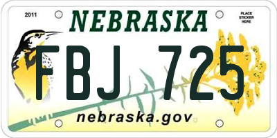 NE license plate FBJ725