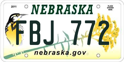 NE license plate FBJ772