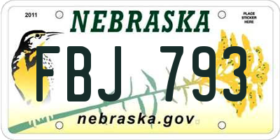 NE license plate FBJ793