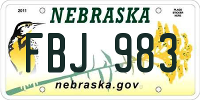 NE license plate FBJ983