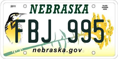 NE license plate FBJ995
