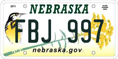 NE license plate FBJ997