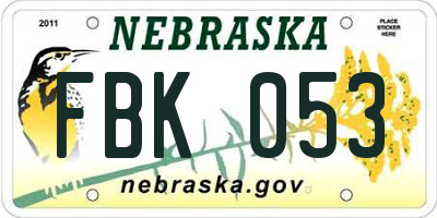 NE license plate FBK053