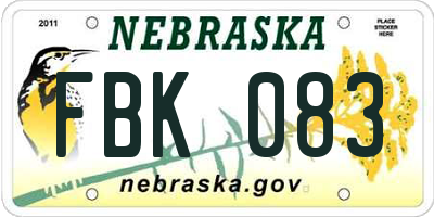 NE license plate FBK083