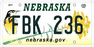 NE license plate FBK236