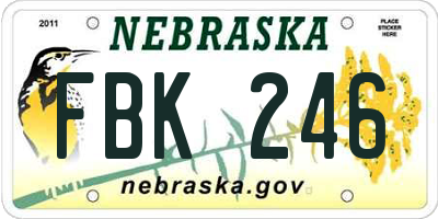 NE license plate FBK246