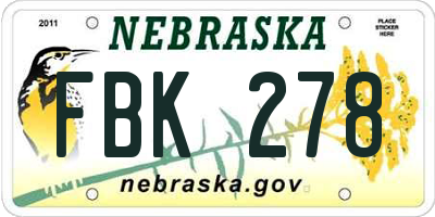 NE license plate FBK278