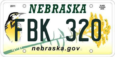 NE license plate FBK320