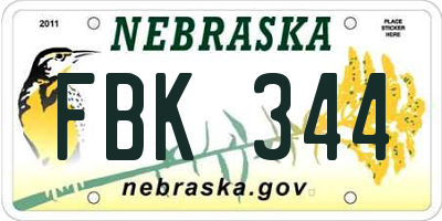 NE license plate FBK344