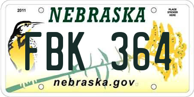 NE license plate FBK364