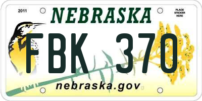 NE license plate FBK370