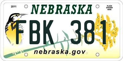 NE license plate FBK381
