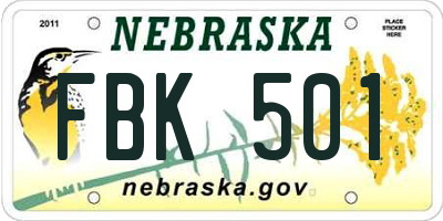 NE license plate FBK501