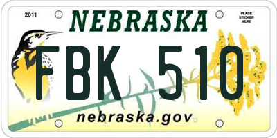 NE license plate FBK510