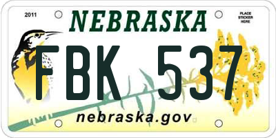 NE license plate FBK537