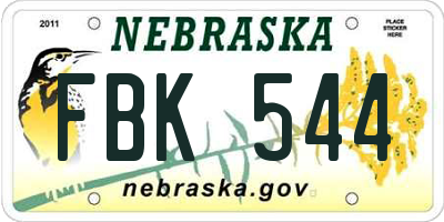 NE license plate FBK544