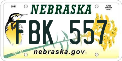 NE license plate FBK557