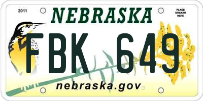 NE license plate FBK649