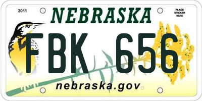 NE license plate FBK656