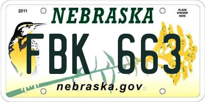 NE license plate FBK663
