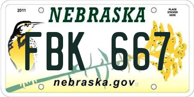 NE license plate FBK667