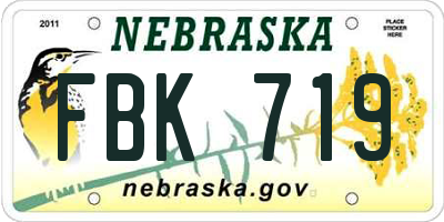 NE license plate FBK719