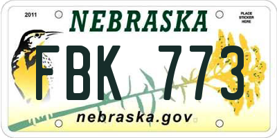 NE license plate FBK773