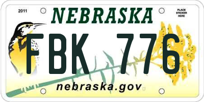 NE license plate FBK776