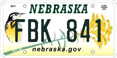 NE license plate FBK841