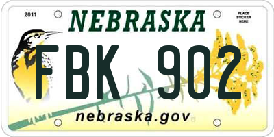 NE license plate FBK902
