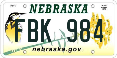 NE license plate FBK984