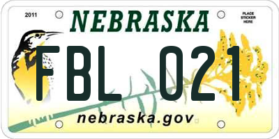 NE license plate FBL021