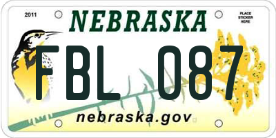 NE license plate FBL087