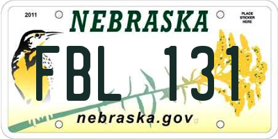 NE license plate FBL131