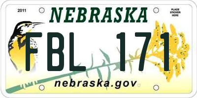 NE license plate FBL171