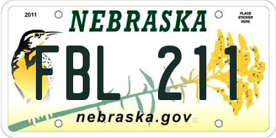 NE license plate FBL211