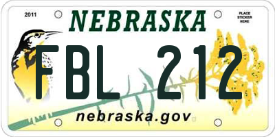 NE license plate FBL212
