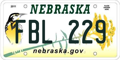 NE license plate FBL229