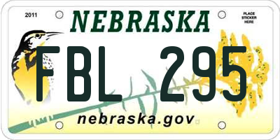 NE license plate FBL295