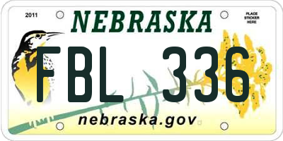 NE license plate FBL336