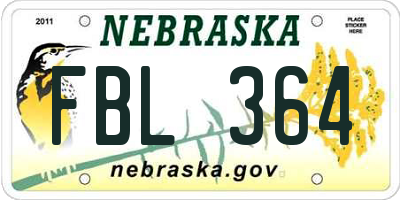 NE license plate FBL364