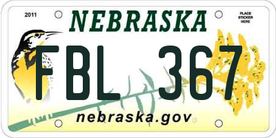 NE license plate FBL367
