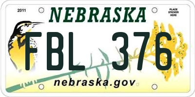 NE license plate FBL376