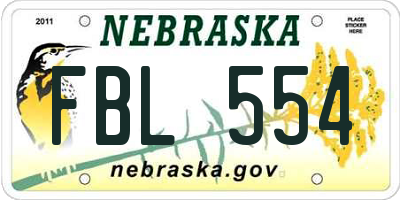 NE license plate FBL554